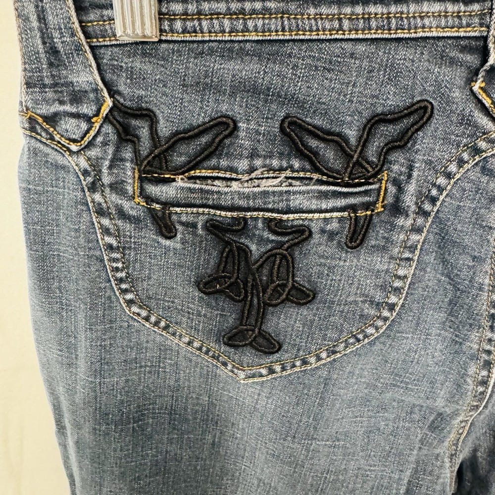 Bsou Jeans Wide‎ Legs Embroidered Legs & Pockets Sz 12 - Picture 10 of 15